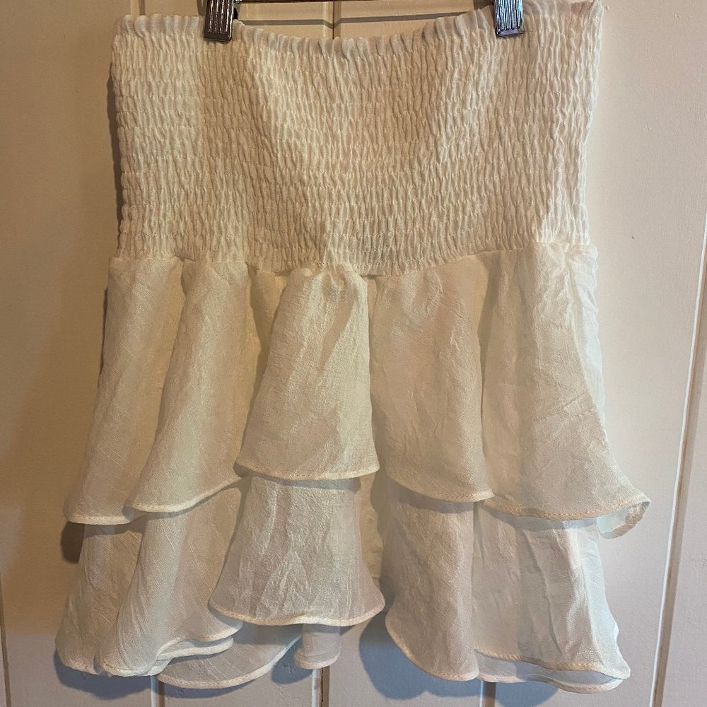 Shein Smocked High-Rise Flounce Mini Skirt